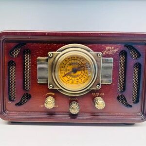 Vintage Bluetooth Radio Pyle PUNP34BT AM FM USB Retro Wood Speaker Classic Style
